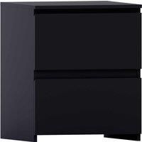 Vida Designs Denver 2 Drawer Large Bedside Chest - Black, Black