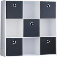 Vida Designs Durham 3X3 Cube Storage Unit White & Cube Storage Basket Set Of 5 Black