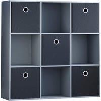 Vida Designs Durham 3x3 Cube Storage Unit with Grey & Cube Storage Basket Set of 5 - Black, black