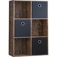 Vida Designs Durham 2x3 Cube Storage Unit with Dark Wood & Cube Storage Basket Set of 3 - Black, black