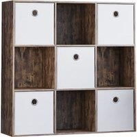 Vida Designs Durham 3X3 Cube Storage Unit Dark Wood & Cube Storage Basket Set Of 5 White