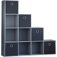 Vida Designs Durham 10 Cube Storage Unit with Grey & Cube Storage Basket Set of 5 - Black, black