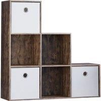 Vida Durham 6 Cube Staircase Storage Unit with Dark Wood & Cube Storage Basket Set of 3 - White, white