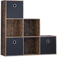 Vida Designs Durham 6 Cube Staircase Storage Unit Dark Wood & Cube Storage Basket Set Of 3 Black