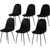 Vida Designs Luton Set Of 6 Fabric Dining Chairs Black, Black