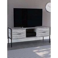 Vida Designs Brooklyn 2 Drawer Tv Unit - Fits Up To 50/60 Inch Tv - Grey Oak