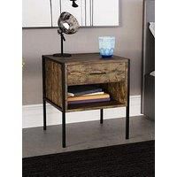 Vida Designs Brooklyn 1 Drawer Bedside Chest - Dark Oak