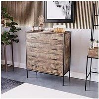 Vida Designs Brooklyn 4 Drawer Chest - Dark Oak