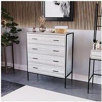 Vida Designs Brooklyn 4 Drawer Chest - Grey Oak