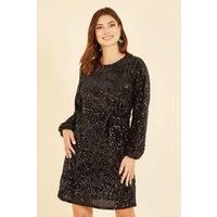 Mela Women's Black Sequin Smock Dress | Size: 12