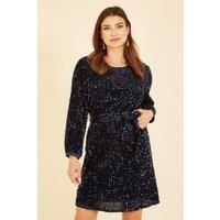 Mela Women's Navy Sequin Smock Dress | Size: 14