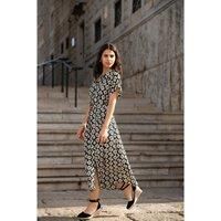 Yumi Black Viscose Midi Shirt Dress with Matching Belt 8 Black