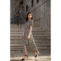 Yumi Black Viscose Midi Shirt Dress with Matching Belt 18 Black