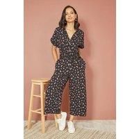 Black Recycled Watermelon Print Jumpsuit