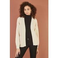 Ivory Metallic Slouchy Cardigan With Pockets
