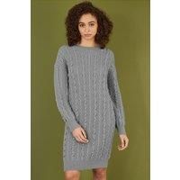 Grey Cable Knit Tunic Dress