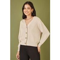 Oatmeal Relaxed Fit Cardigan With Stitch Detail