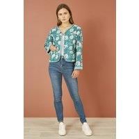 Green Patchwork Print Reversible Cotton Quilted Jacket