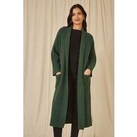 Green Knitted Maxi Cardigan With Pockets