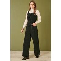 Black Cord Stretch Dungaree Style Jumpsuit