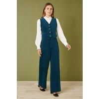 Teal Cord Trousers With Patch Pockets