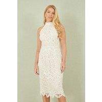 Yumi Ivory Lace Halter Neck Dress