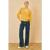 Mustard Relaxed Fit Cardigan With Stitch Detail