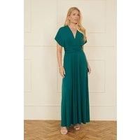 Yumi Women's Green Jersey Stretch Multiway Midi Dress | Size: 16