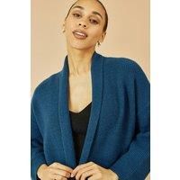 Yumi Women's Teal Knitted Maxi Cardigan With Pockets | Size: Large
