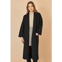 Yumi Women's Black Knitted Maxi Cardigan With Pockets | Size: Large