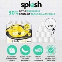 Splesh Toilet Roll, Soft & Quilted Eco-Friendly, Lemon, 60 Rolls
