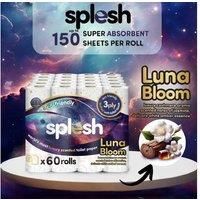 Splesh by Cusheen 3-ply Toilet Roll - Luna Bloom (72 Pack) Soft, Quilted Bulk Toilet Rolls, Toilet Tissue and Loo Rolls – Eco-Friendly Toilet Paper Sustainably Crafted in The UK