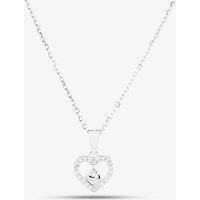 Sterling Silver Cubic Zirconia Pave Heart In Heart Pendant N611081
