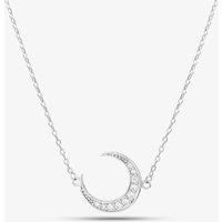 Sterling Silver Cubic Zirconia Crescent Moon Necklace N611070