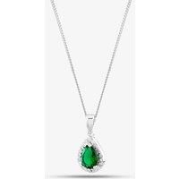 Silver Pear Cut Green Cubic Zirconia Halo Pendant THB-01P GRN