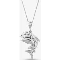 9ct White Gold Cubic Zirconia Dolphin Necklace P1613