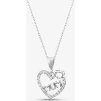 9ct White Gold Cubic Zirconia Open Heart Mum Necklace P1620W 5.13.0024