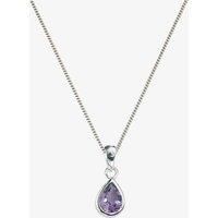 Sterling Silver Amethyst Teardrop Necklace P2429M N2326