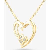 9ct Yellow Gold Double Heart Diamond Pendant Necklace PP03110Y