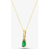 9ct Yellow Gold Emerald & Diamond Pendant Necklace QP00178-E YG