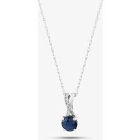 9ct White Gold Sapphire & Diamond Crossover Pendant Necklace OJP1703-BS