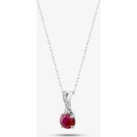 9ct White Gold Ruby & Diamond Crossover Pendant Necklace OJP1703-R