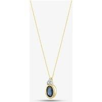 9ct Yellow Gold Oval Sapphire & Diamond Necklace P4505C-10