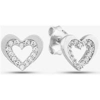 9ct White Gold Cubic Zirconia Open Heart Stud Earrings E1625W