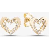 9ct Yellow Gold Cubic Zirconia Open Heart Stud Earrings E1625Y
