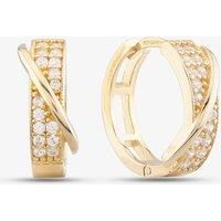 9ct Yellow Gold Cubic Zirconia Crossover Hoop Earrings E1627Y