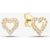 9ct Yellow Gold Cubic Zirconia Open Heart Stud Earrings E1632Y
