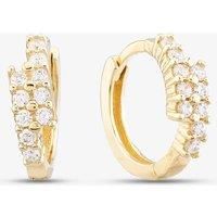 9ct Yellow Gold Cubic Zirconia Two Row Hoop Earrings E1630Y