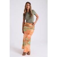 Urban Bliss Women's Tie Dye Bias Cut Maxi Skirt in Orange | Size: 14