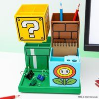 Paladone Super Mario Desktop Organiser - Officially Licensed Nintendo Merchandise for Home and Office Decor, With Pen and Paper Holders, Novelty Gift for Mario Bros Fans